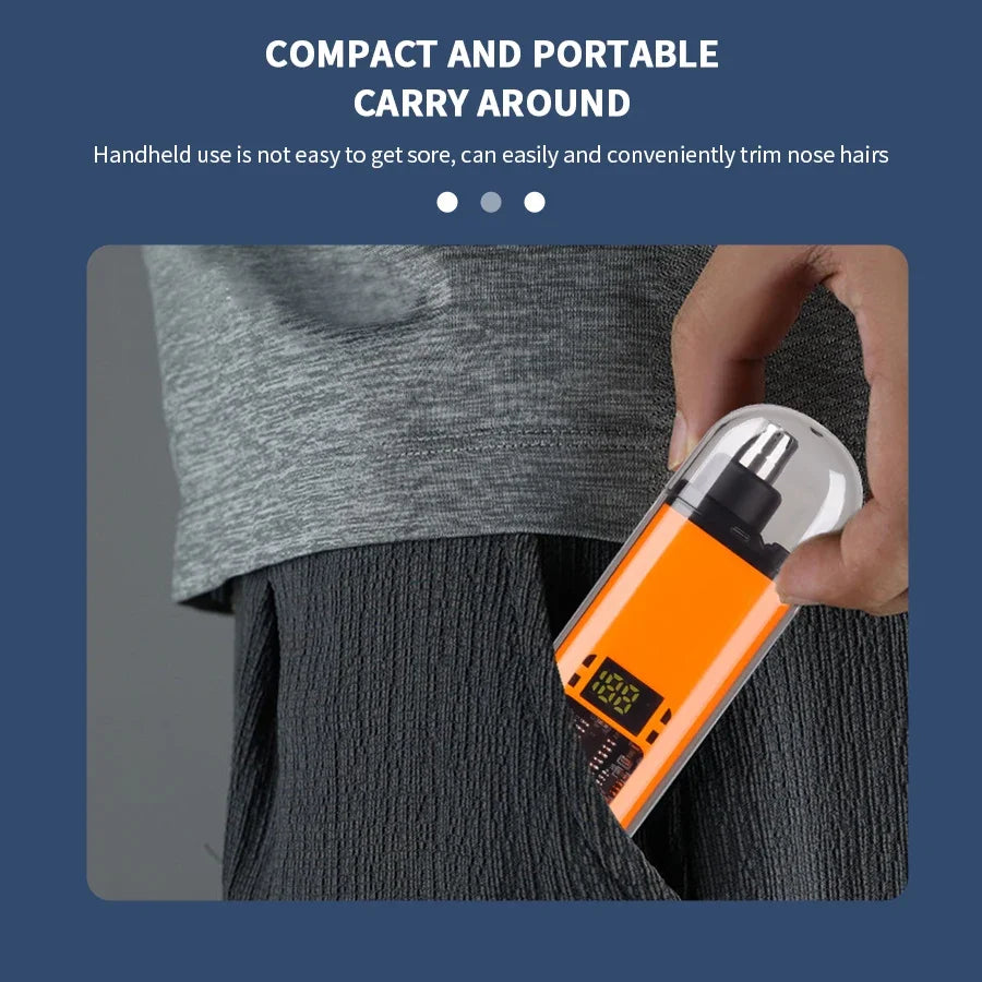 Mini Rechargeable Electric Nose Ear Hair Trimmer Clipper Multi-kinetic Shaving 2-in-1 Fully Automatic and Washable
