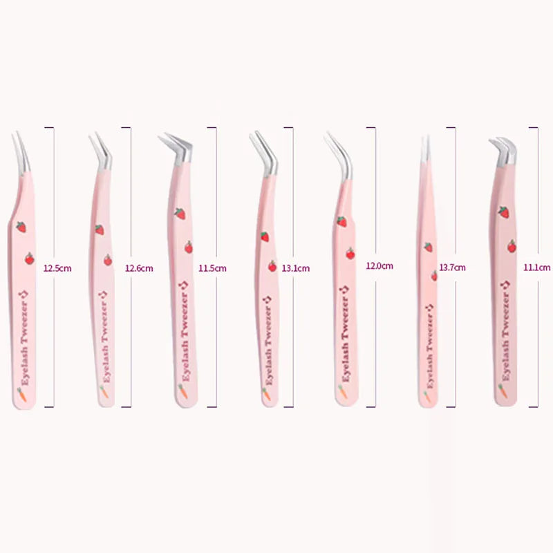 Stainless Steel Anti-Static False Eyelash Tweezers Pincet Curved Strip 3D Lashes Extension Tweezer Makeup Tools Eye Accessories