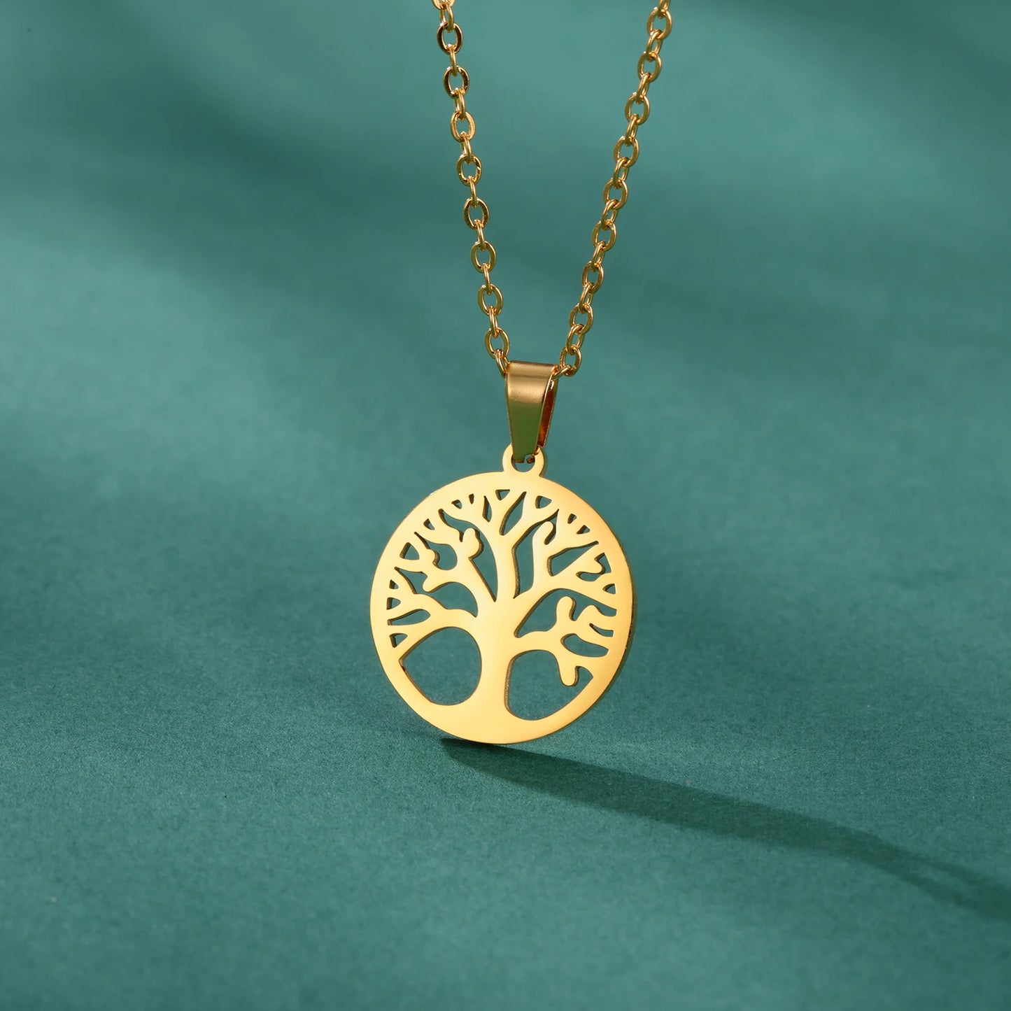 Tree of Life Pendant Stainless Steel Necklaces for Women Girls Gold Silver Color Zircon Luxury Chain