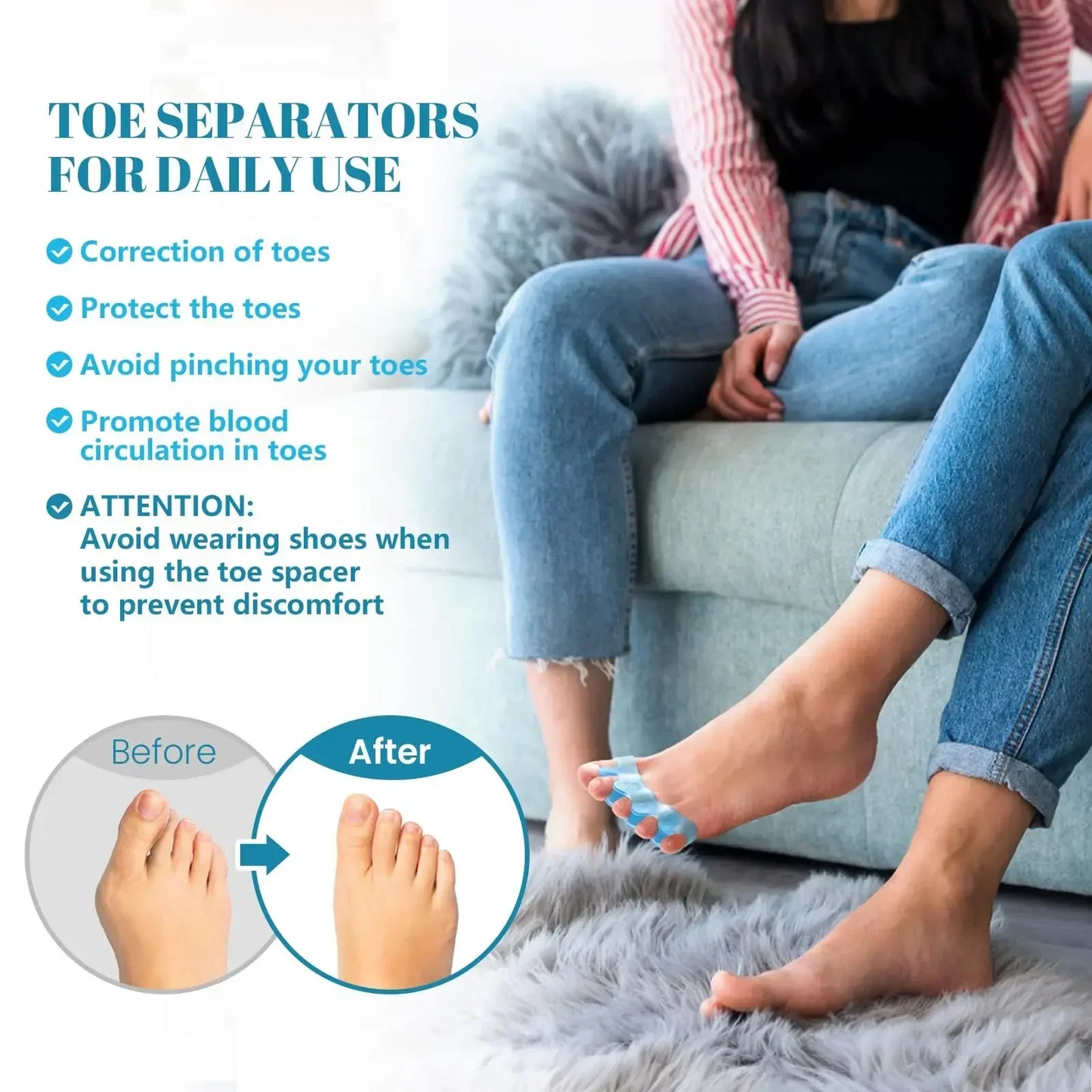 Correcting Silicone Toe Separators Spreaders Fix Bunions and Restore Toes, Straightener for Overlapping Toes Foot Care Tools