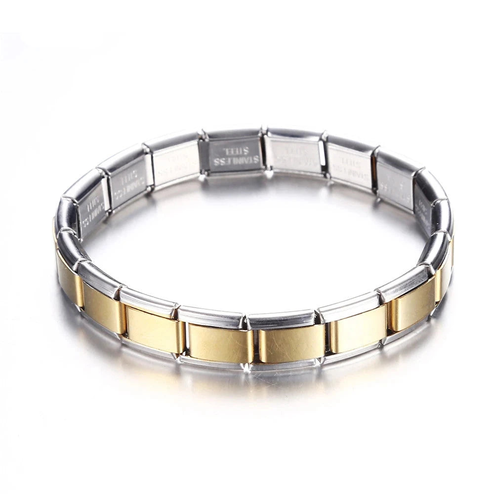 Elastic Charm Stainless Steel Bracelets Unisex Women's Men's Jewelry 9mm Width Fashion Bangle