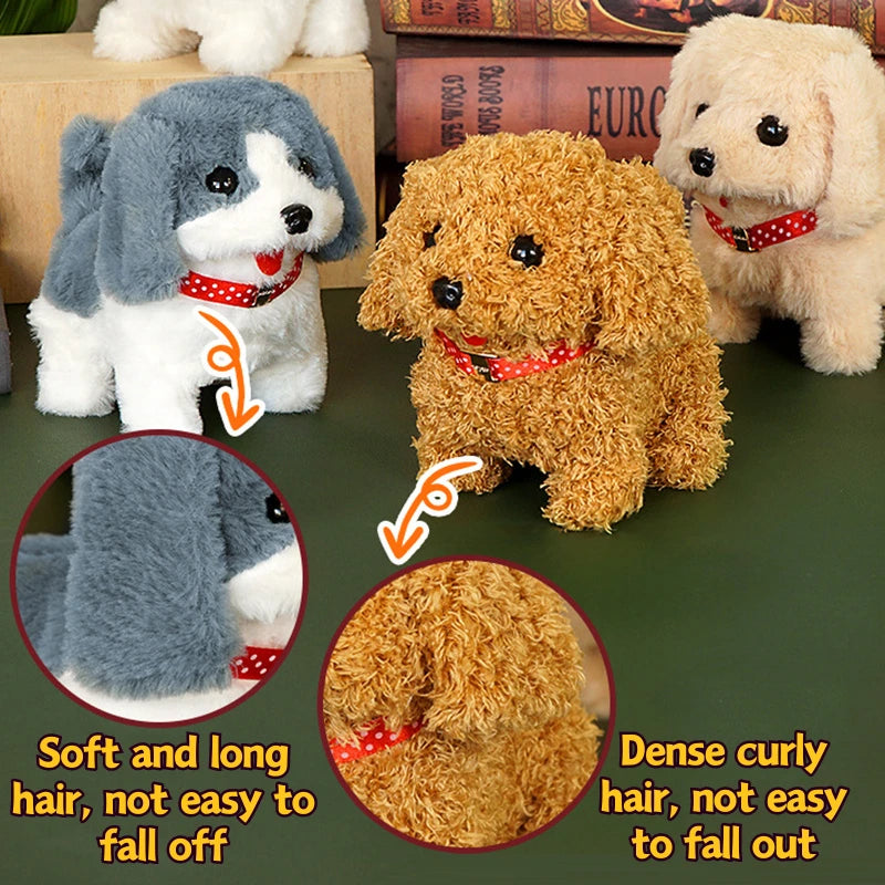 Interactive Electronic Walking and Barking Plush Puppy Dog Toy with Remote Control Leash for Kids Children Toddlers