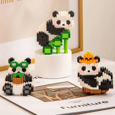 Fun Creative Mini Panda Micro Building Blocks 3D Model Cute Animals Bricks DIY Construction Toys for Children Kids Gift