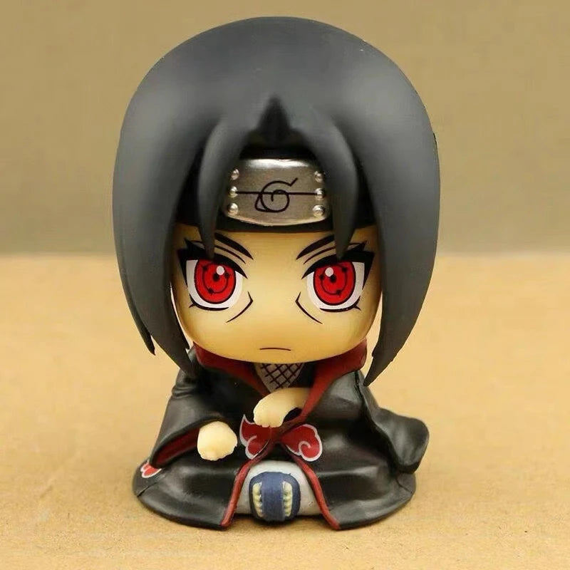Anime Action Figure Naruto Kakashi Q Version Kawaii Sasuke Itachi Figurine Car Decoration Collection Model Toy 9cm
