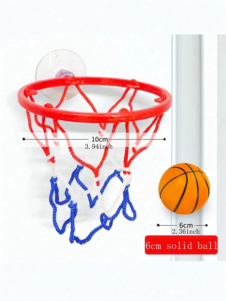 Sports Mini Suction Cup Basketball Set Hoop and Rubber Elastic Ball Shooting Game Toy