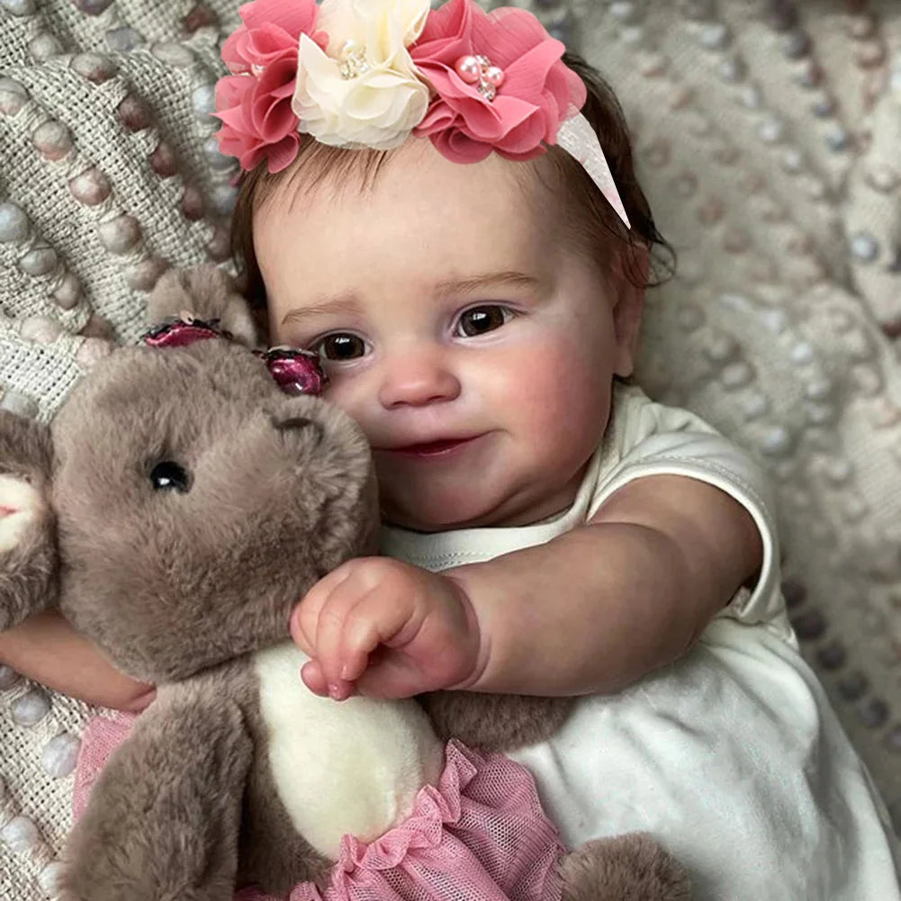 Lifelike Full Vinyl Reborn Girl Doll Waterproof Maddie Hand-Detailed Painted Doll Toy Gift 50cm