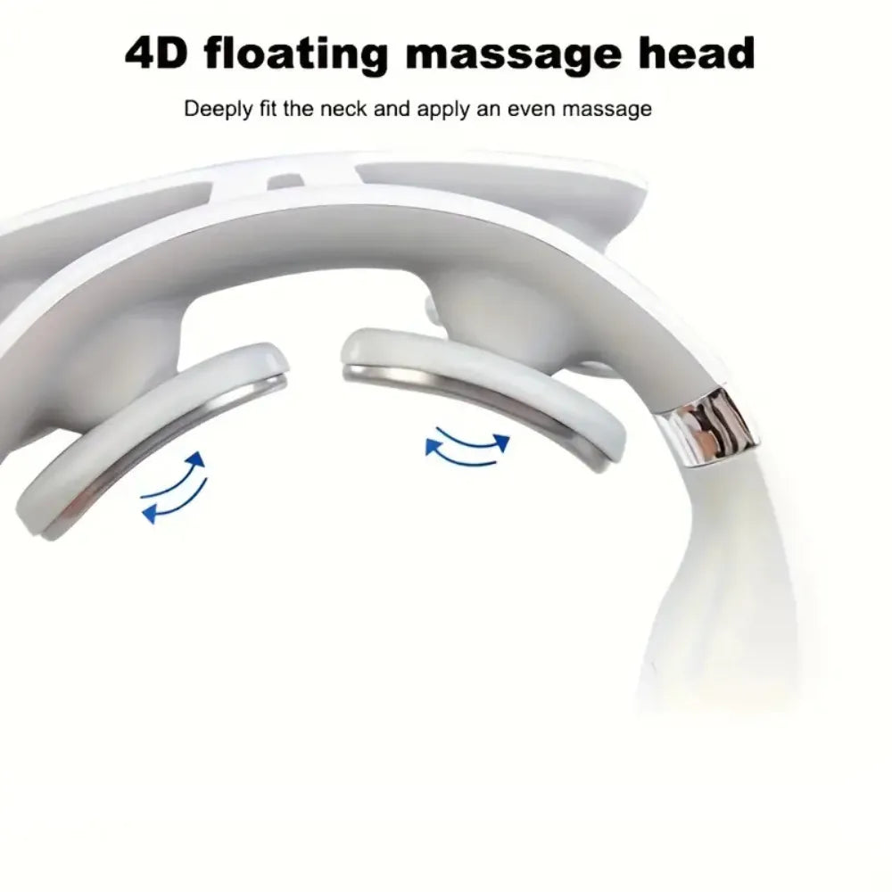 Electric Deep Tissue Hot Compress Kneading Neck Massager with 4 Massage Heads Personal Care Device