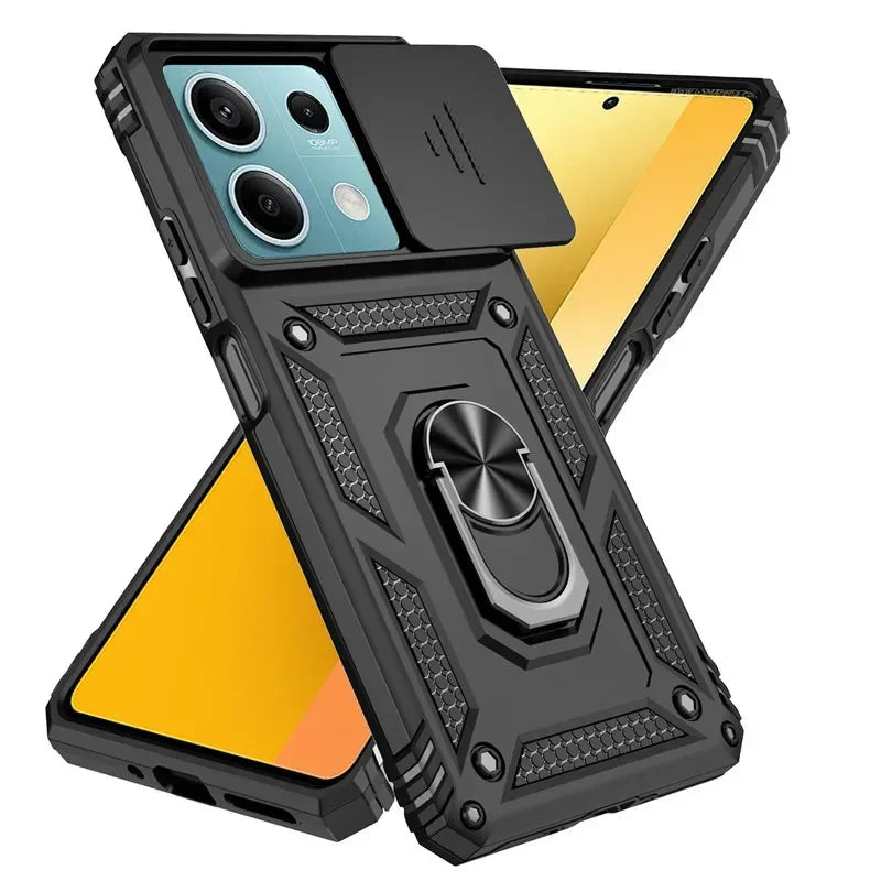 Durable Shockproof Phone Case for Xiaomi Redmi Note 13 Pro Plus Note 13 13C 12 12S 12C Camera Protection Ring Holder Back Cover