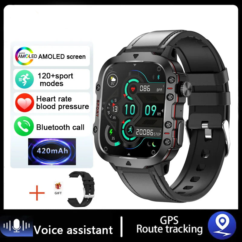 Outdoor Sports Smart Watch IP68 3ATM Waterproof Fitness Tracker Health Monitor 1.96" Bluetooth Call Digital Watch