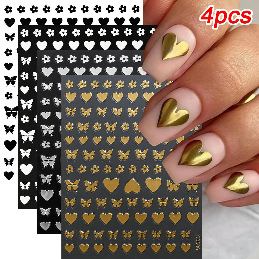 Star Sun Moon 3D Nail Stickers Bronzing Nail Art Gold Silver Styles Decal Self-Adhesive Slider