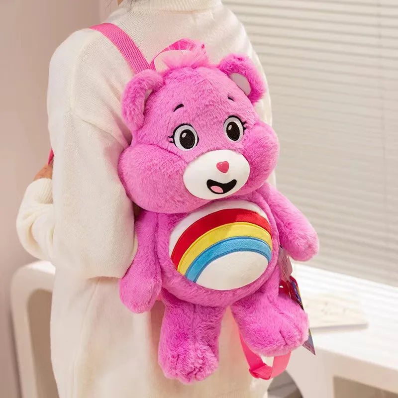 Popular Cute Care Bears Plush Backpack Kawaii Fashion Plushie Doll Girl's Children's Shoulder Bag Knapsack