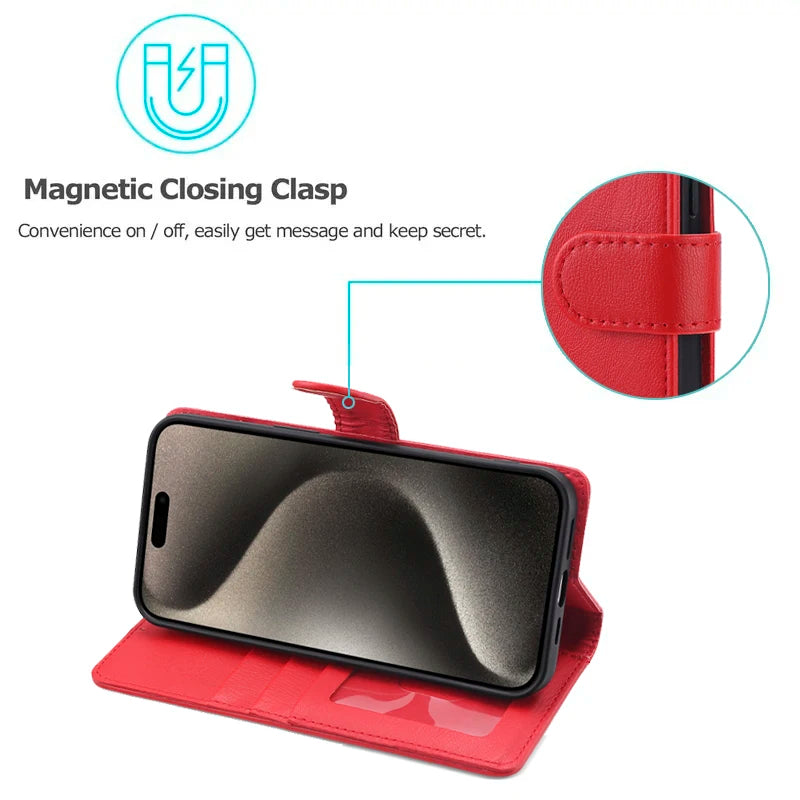 Deluxe Leather Wallet Phone Case for Realme 12 11 10 Pro Plus C2 C11 C12 C15 C17 C20 C21Y C25Y C25S Stand Function Multiple Card Slots Magnetic Flip Protective Cover