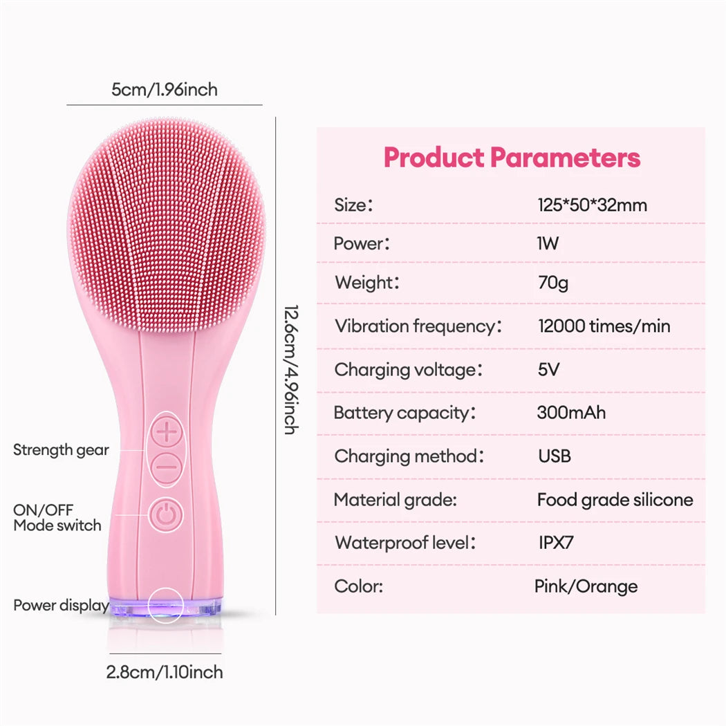 Electric Silicone Sonic Vibration Waterproof Facial Cleansing Brush Acne Blackhead Remover Pore Cleaner Skin Care Tool