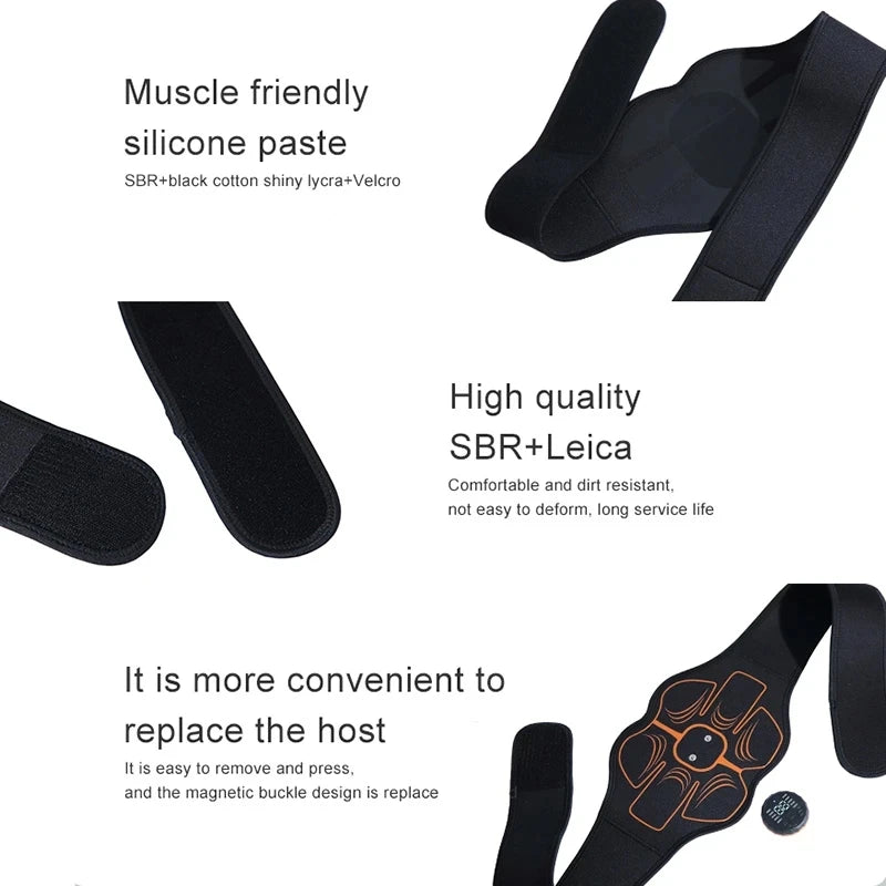 Electric Fitness Slimming Abdominal ABS Muscle Stimulator EMS Trainer Belt Home Gym Massager Waist Belly Weight Loss USB Rechargeable