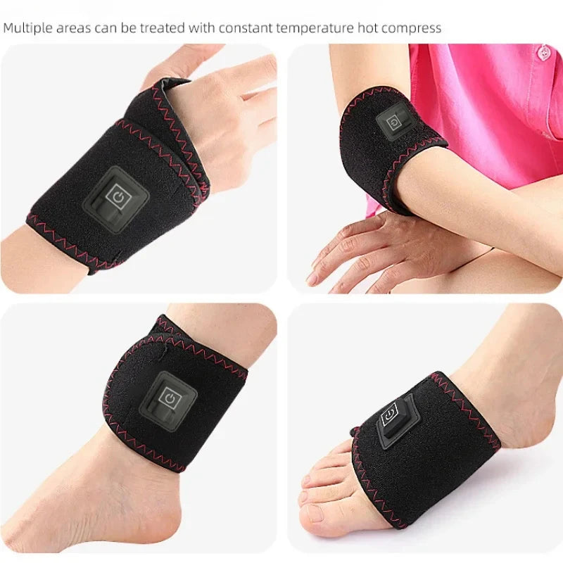 USB Electric Heating Wrist Vibration Strap Massager Three Gear Hot Compress Wrist Support Brace to Relieve Tendonitis