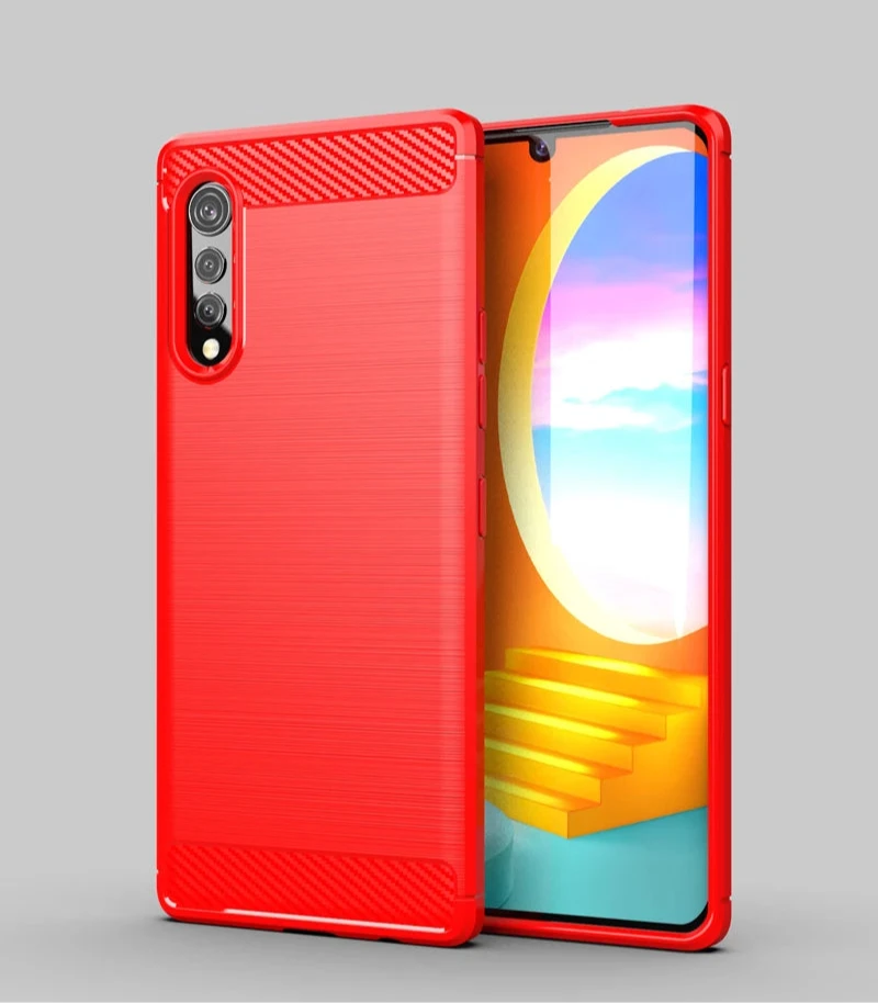 Shockproof Carbon Fiber Silicone Phone Case for LG Velvet 5G Rubber Bumper Cover