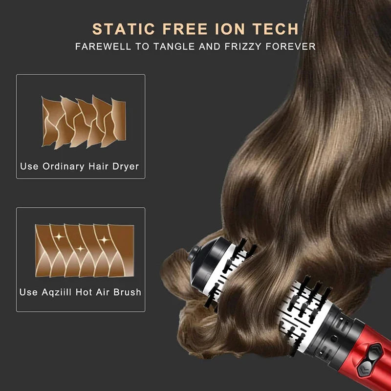 Multifunctional Negative Ion Hot Air Hair Straightener Curling Iron 360 ° Rotating Hair Dryer Brush