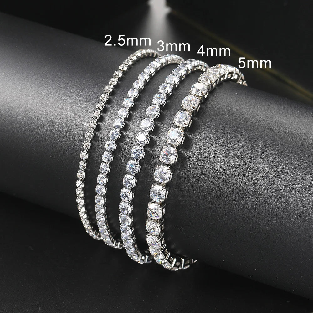 Modern Crystals Tennis Bracelets for Men Women Silver Color 2.5mm/3mm/4mm/5mm Zircon Fashion Jewelry