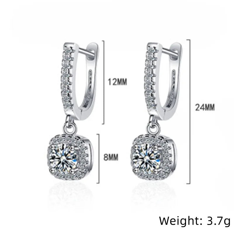 Luxury Moissanite 925 Sterling Silver Huggie Hoop Earrings for Women Dainty Dangle Fine Jewelry Accessories