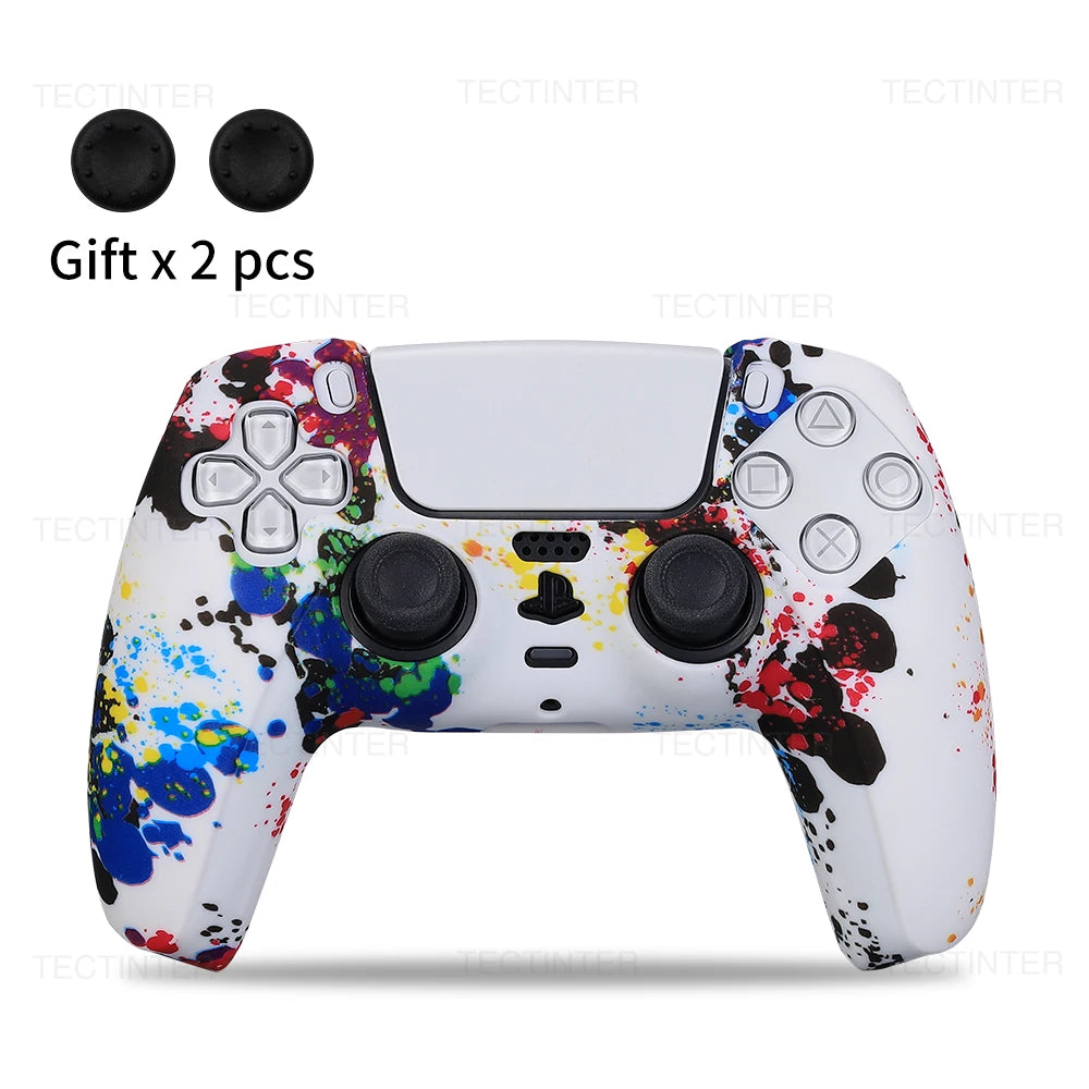 Anti-slip Silicone Protective Cover Skins Compatible with Sony Playstation 5 Controller Slim Gamepad PS5 Case Thumb Grips Accessories
