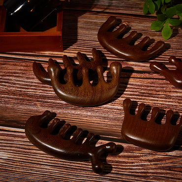 Natural Wood Therapy Massage Comb Head Face Scalp Gua Sha Massager Facial Sandalwood Wide Tooth Guasha Scraping Body Massage