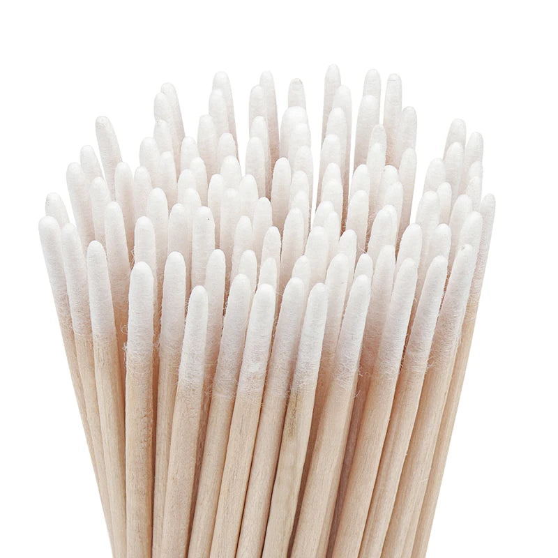 Disposable Small Double-end Wood Cotton Swab 100pcs Lint Free Micro Brushes Eyelash Extension Glue Removing Tools