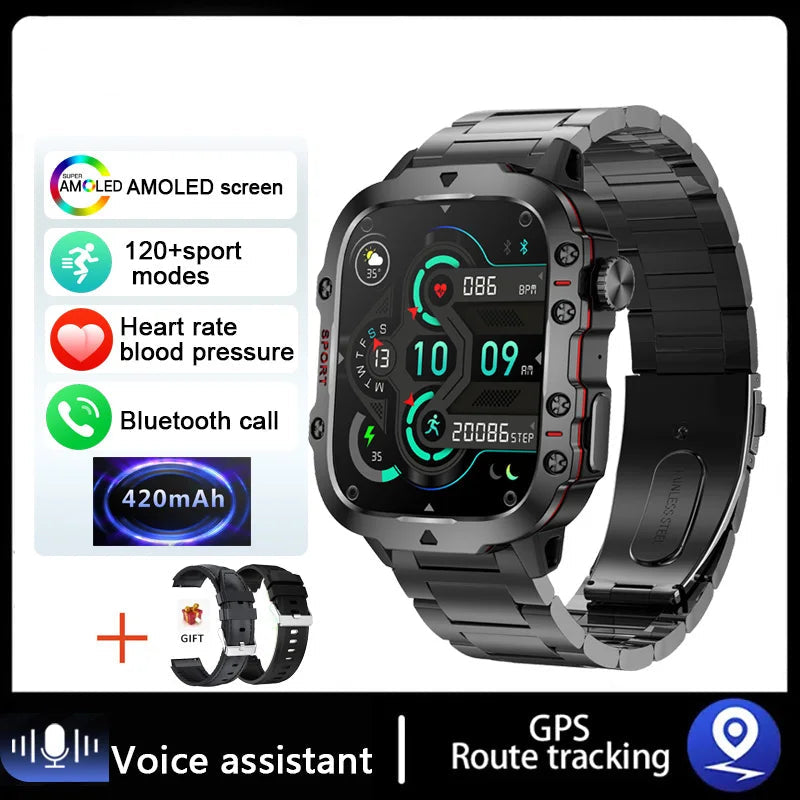 Outdoor Sports Smart Watch IP68 3ATM Waterproof Fitness Tracker Health Monitor 1.96" Bluetooth Call Digital Watch