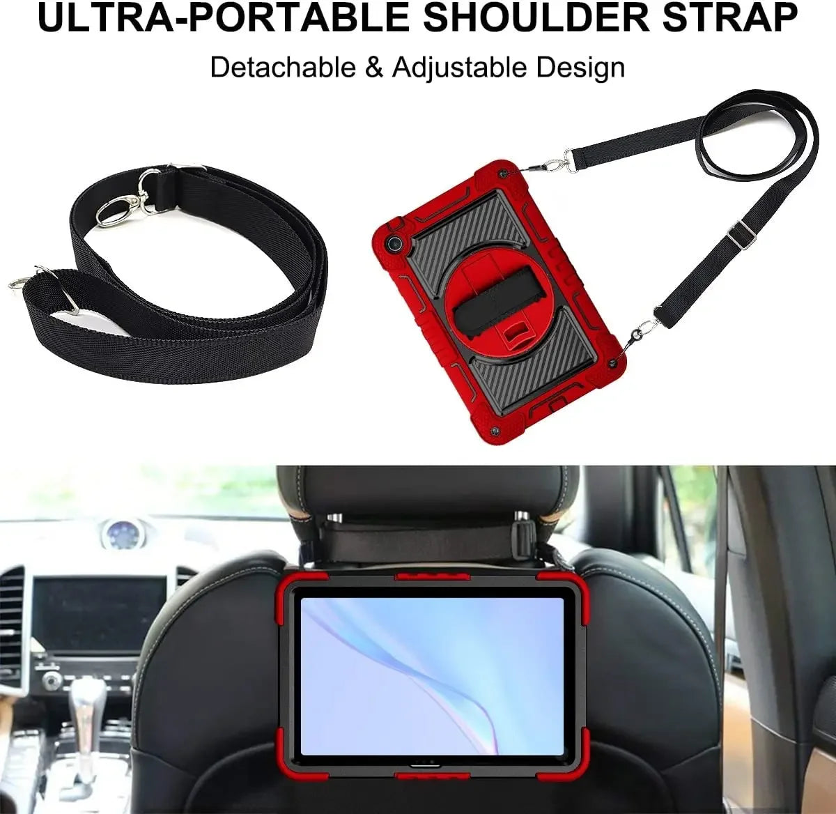 Durable Shockproof Silicone Stand Case for Huawei MatePad SE 11 10.4 Tablets Rotating Kickstand Kids Proof with Shoulder Strap