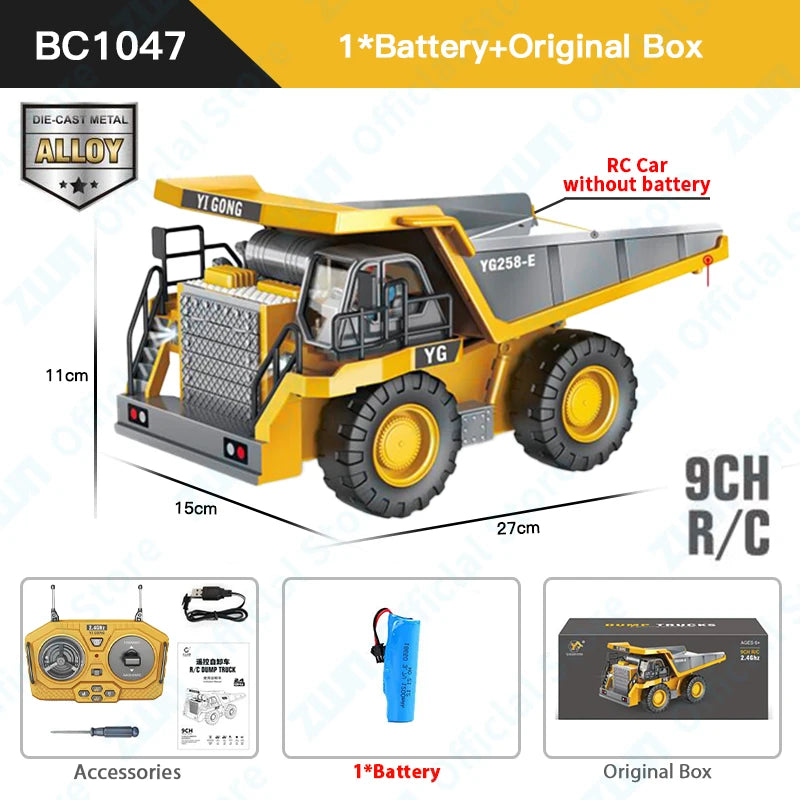 Remote Control Excavator Bulldozer Dump Truck RC Models 2.4G Car Toys Professional Quality Alloy Plastic Simulation Construction Vehicles