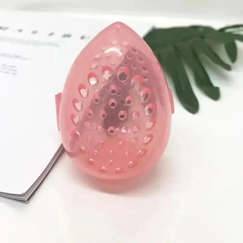 Makeup Sponge Storage Box Plastic Egg Shaped Cosmetic Puff Organizer Rack Portable Makeup Blender Holder Stand Drying Box