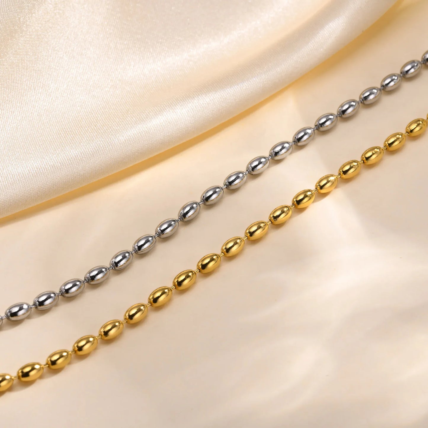 Beautiful Dainty Stainless Steel Beads Bracelet for Women Men Unisex Gold Silver Color Wristband Bracelet Jewelry
