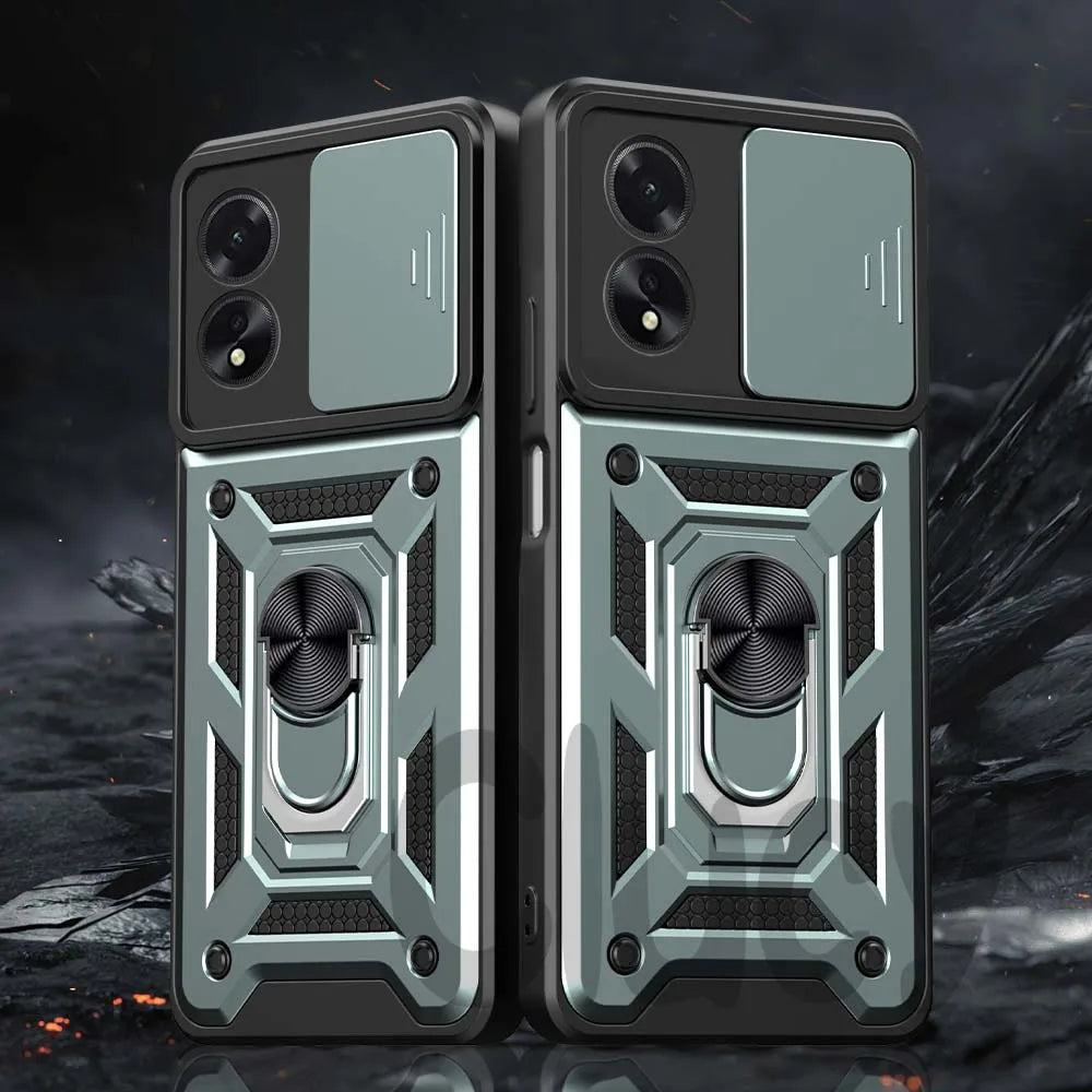 Durable Shockproof Phone Case for OPPO A98 A78 A74 A54 A38 A18 Camera Protection Magnetic Ring Holder Back Cover