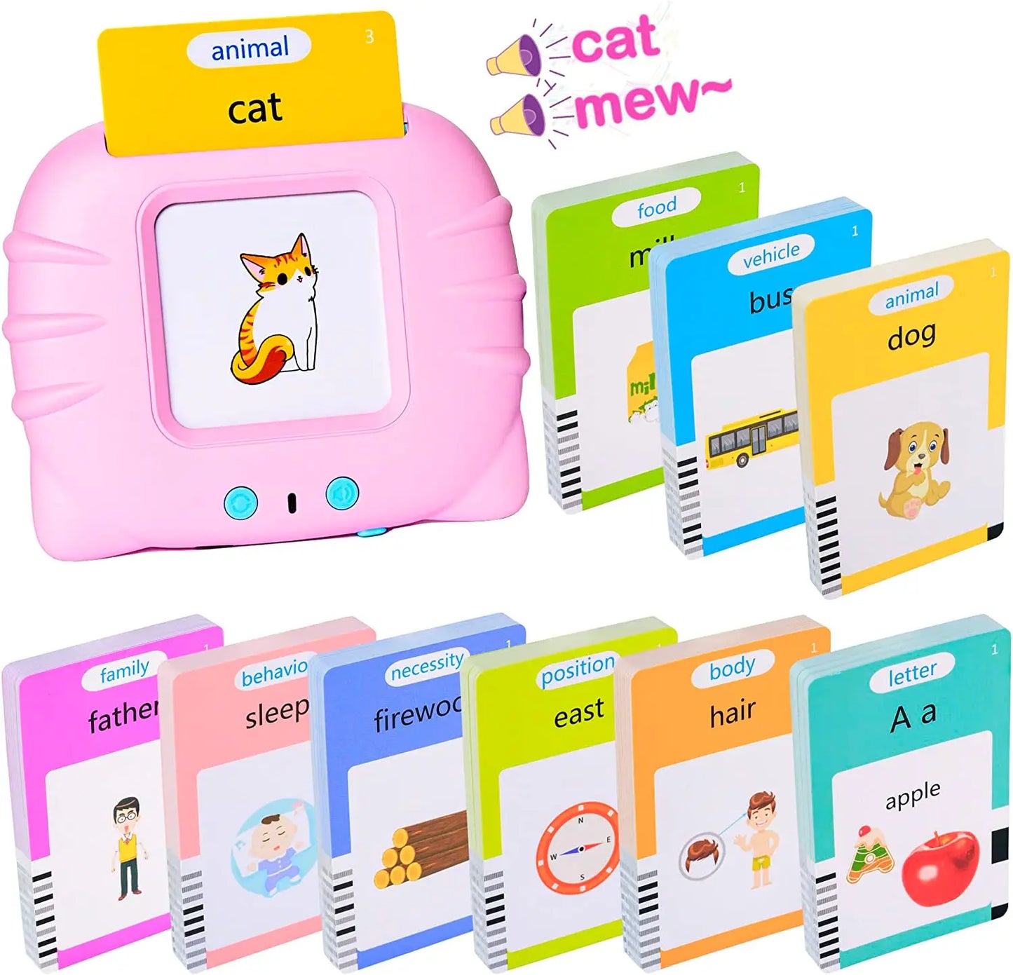 Interactive Talking Flash Cards Early Educational Toys for Boys Girls Preschool Learning Reading Machine