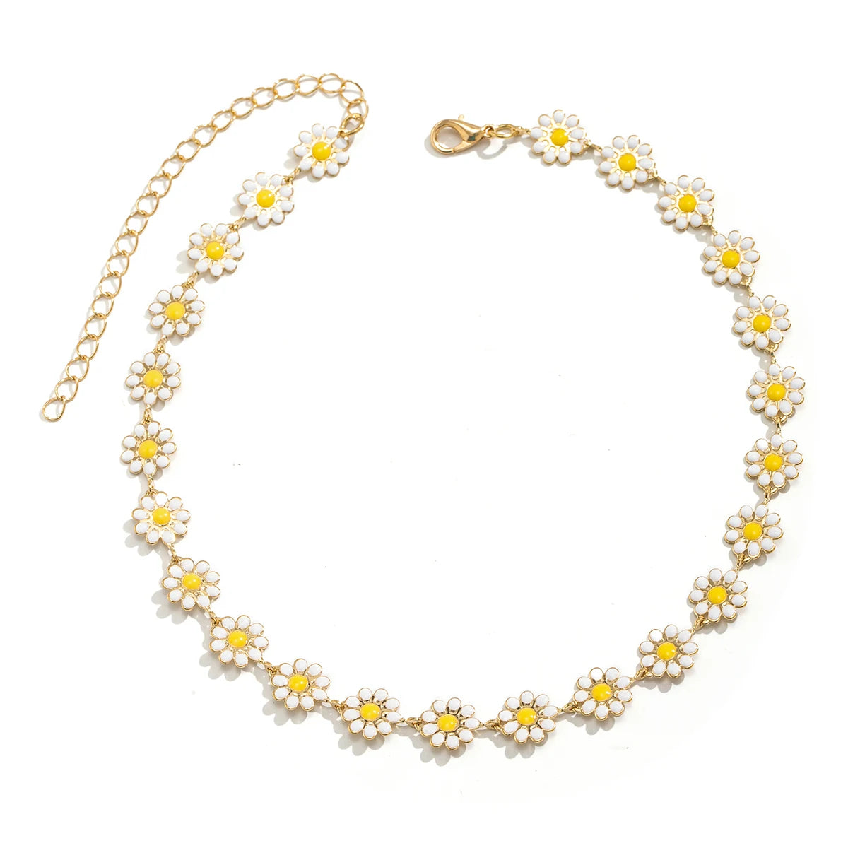 Daisy Flower Pendants Chain Necklaces for Women Girls Cute Short Metal Choker Fashion Jewelry