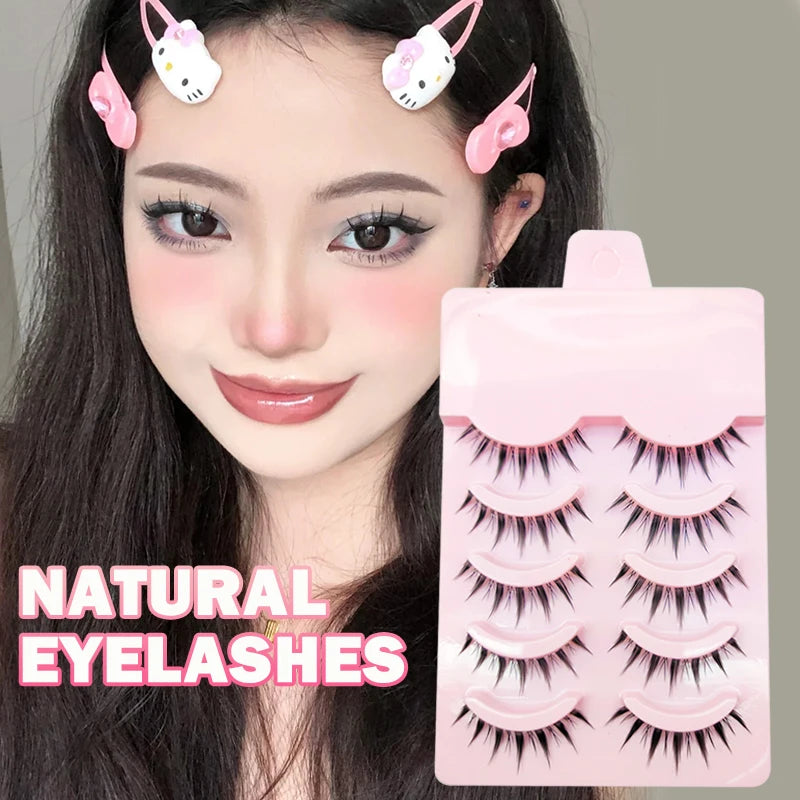 Wispy Manga Style Eyelashes Soft Natural Thick False Daily Eye Lashes Dating Makeup Eye Accessories 5 Pairs - 10pcs