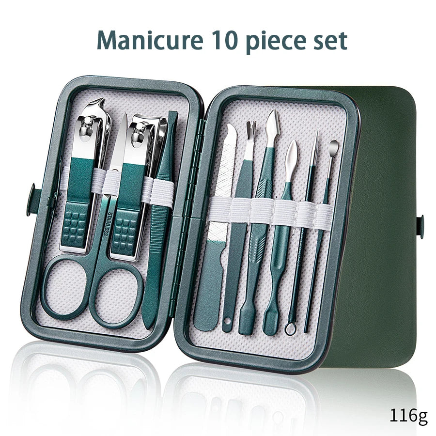Portable Multifunctional Manicure Pedicure Tool Kits Stainless Steel Nail Clipper Pick Eyebrow Scissors File Set Personal Care Set