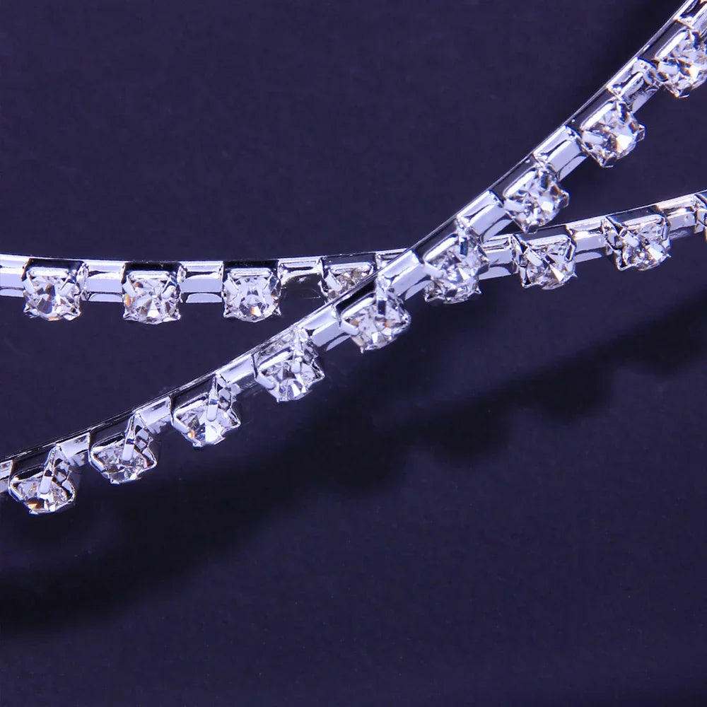 Modern Fashion Rhinestone Crystals Hairbands for Women Girls Headbands Silver Gold Color Cross Headpiece Jewelry