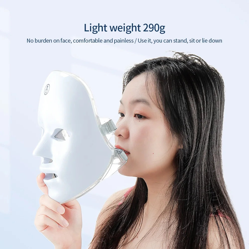 Anti-Aging Bio-Light Therapy 7 Colors LED Face and Neck Mask for Skin Tightening Lifting Beauty Care Device