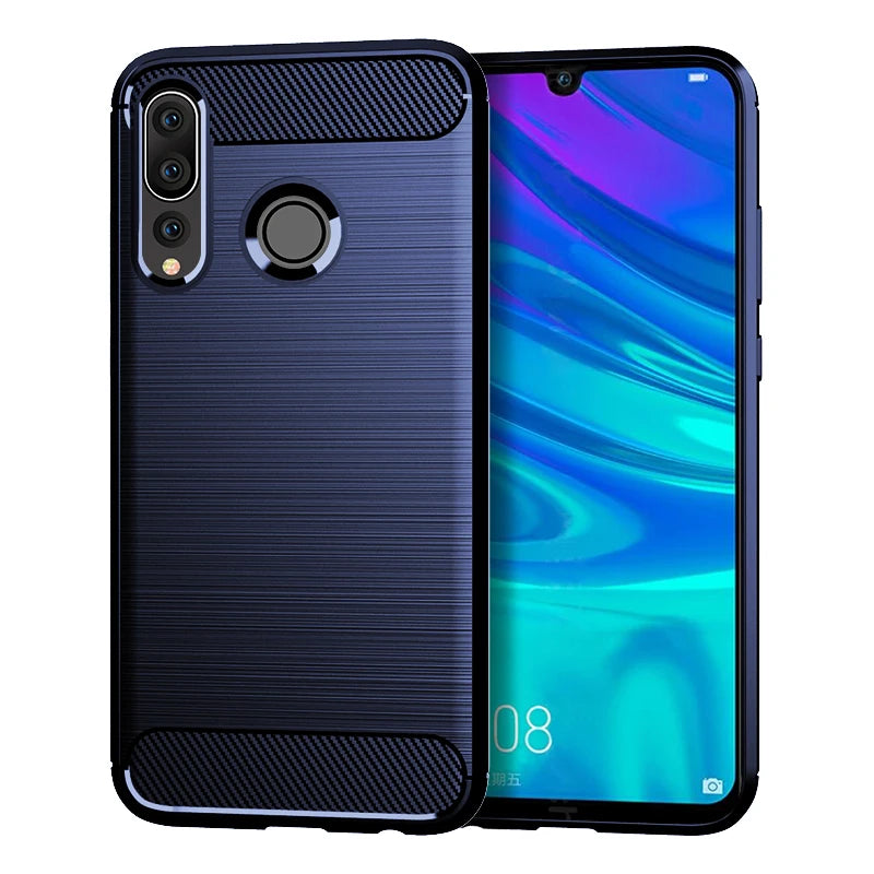 Shockproof Carbon Fiber Silicone Case for Huawei P50 P40 P30 P20, P Smart Plus Z, Mate 30 20 Pro 10 Brushed Texture Protective Back Cover