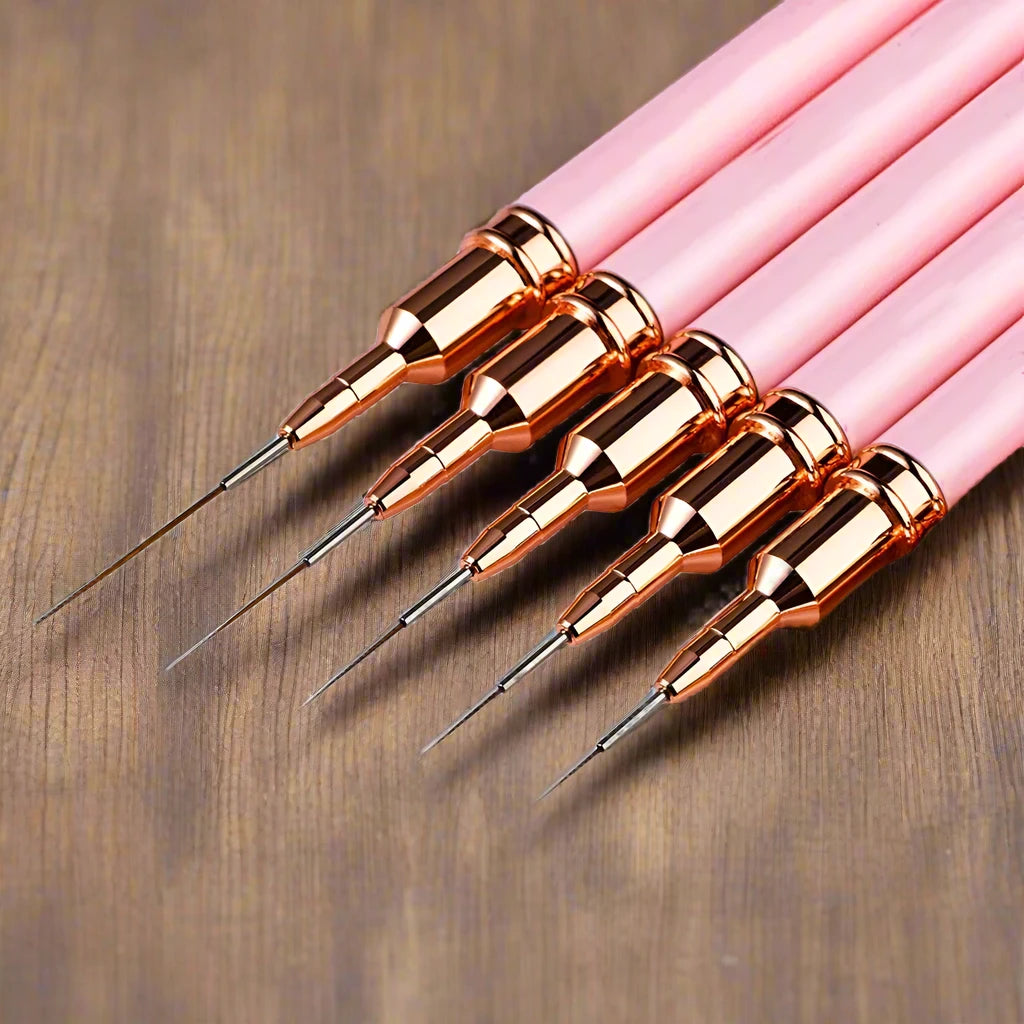 Nail Art Liner Brushes 5pcs Set Perfect for your Custom Elongated Striping Drawing and Painting Nails