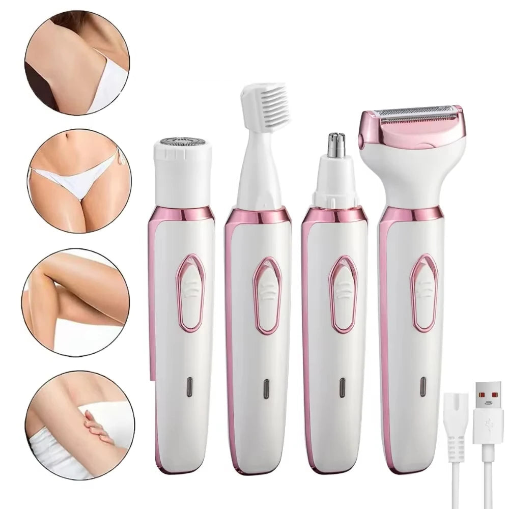 Cordless 4 in 1 Electric Shaver Body Hair Removal Epilator Painless Trimmer Razor for Women Ladies Wonderful Home Personal Care Appliance