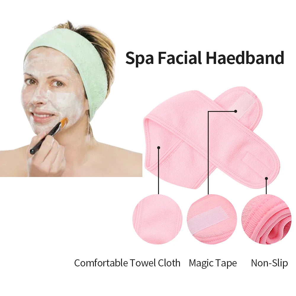 Adjustable Extension Headband for Eyelashes Makeup Spa Sports Face Washing Bath Facials Hook and Loop Adjustment