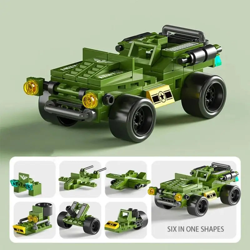 Building Blocks Engineering Fire Truck Military Tank Helicopter Model Puzzles Assembly Children's Micro Particle Toys