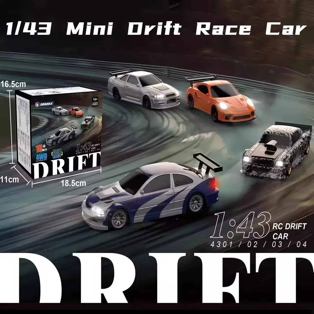High Speed Mini Drift RC 4WD Remote Control Car Four Wheel Drive 2.4G Radio Controlled 1/43 Scale Porsche BMW Nissan GTR Mustang Racing Model  Boy Toy Gift