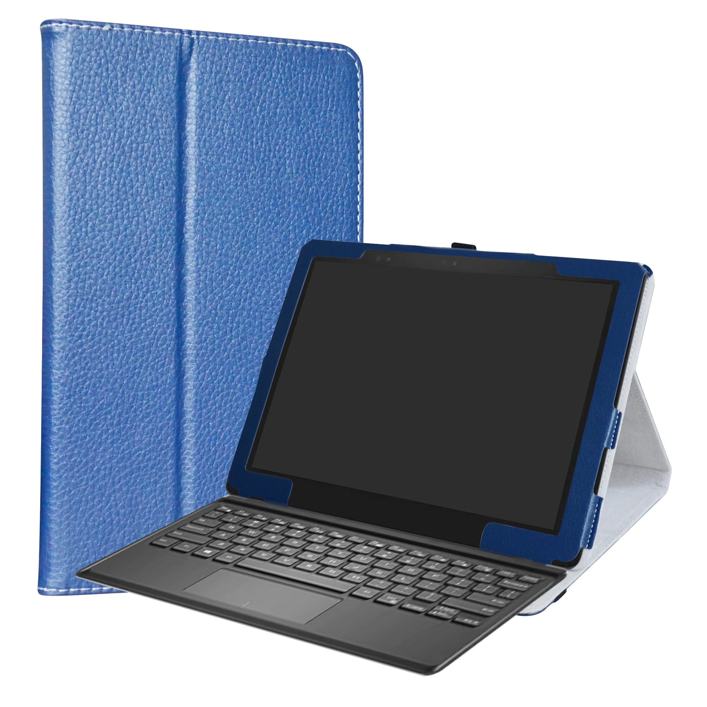 Deluxe Leather Folio Case with Elastic Closure for Dell Latitude 5285 12.3" Tablet Folding Stand Protective Cover