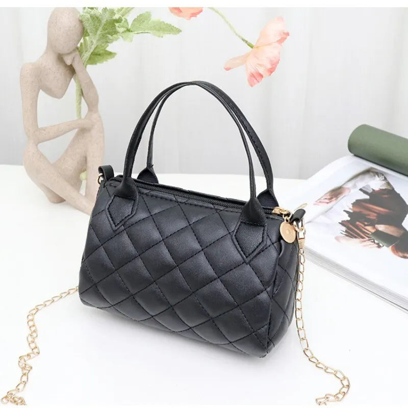 Fashion Quilted Square Crossbody Bags for Women Shoulder Purse with Convertible Chain Strap Classic Satchel Handbag