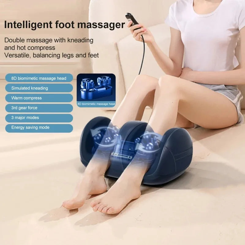 Electric Shiatsu Kneading Leg Feet Calf Roller Massager Hot Compress Kneading Deep Tissue Relieve Fatigue and Relax Muscles