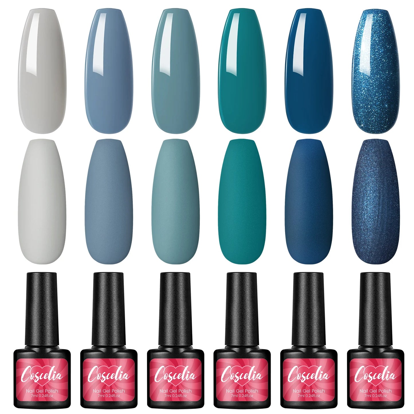 Bright Gel Nail Polish 6pcs Set Semi Permanent Soak Off UV Gel Varnish Nail Art Beauty Set