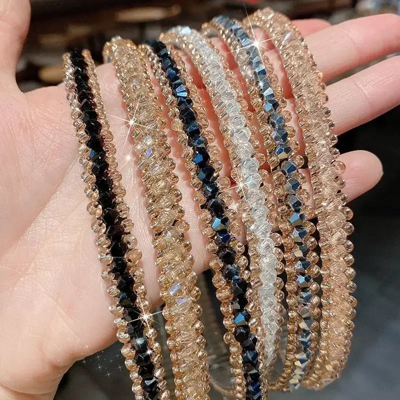 Lavish Crystal Bezel Headbands for Women Girls Modern Hair Bands Hoop Jewelry Accessories