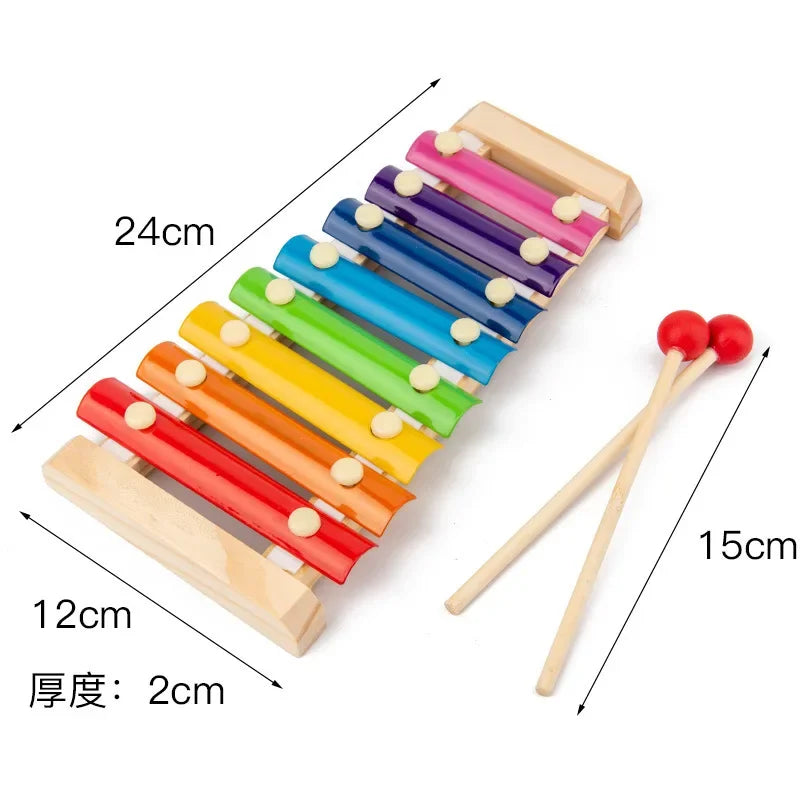 8 Tones Multicolor Wooden Xylophone Musical Instrument Toys For Baby Kids Wood Toy Accessories